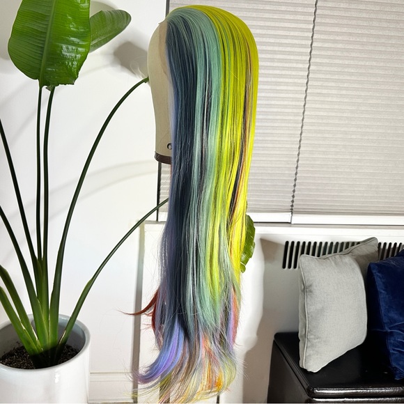 Straight Mermaid Rainbow Lace Front Wig - Picture 7 of 15